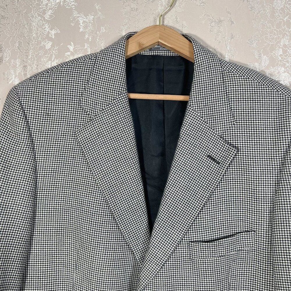 Cashmere Harold Powell Men's Houndstooth Blazer Sportcoat Suit Jacket Size 46 - Picture 2 of 8